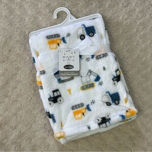 Bon Bebe Construction Equipment Baby Blanket Yellow White Plush Dump Truck